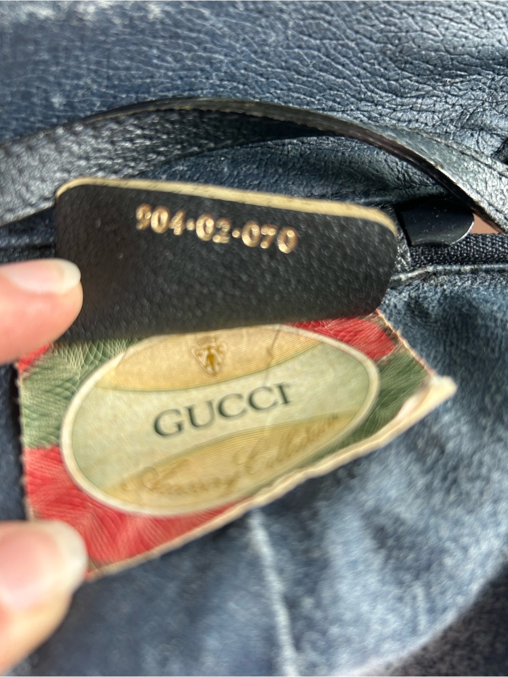Gucci Beige GG Canvas Crossbody with navy - Picture 5 of 7